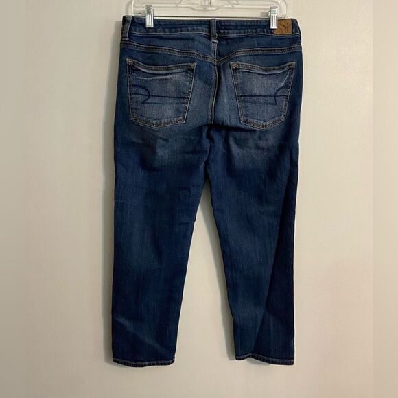 American Eagle Outfitters button fly Boy Crop Stretch Jeans, size 8 - Picture 2 of 5
